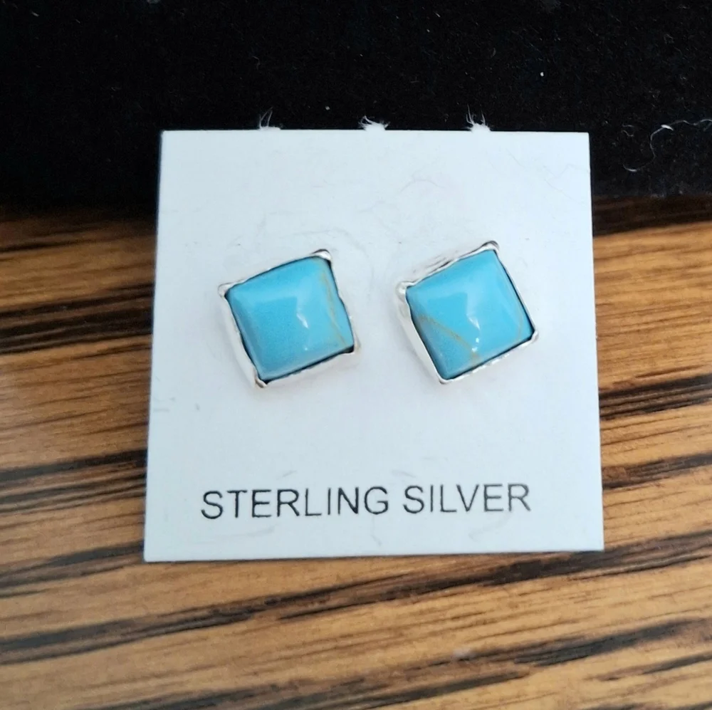 Earrings Turquoise Sterling Silver Studs
